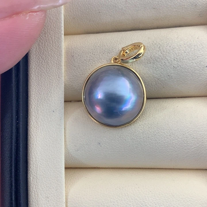 银S925镶嵌颈饰拼合珍珠（马贝珠）