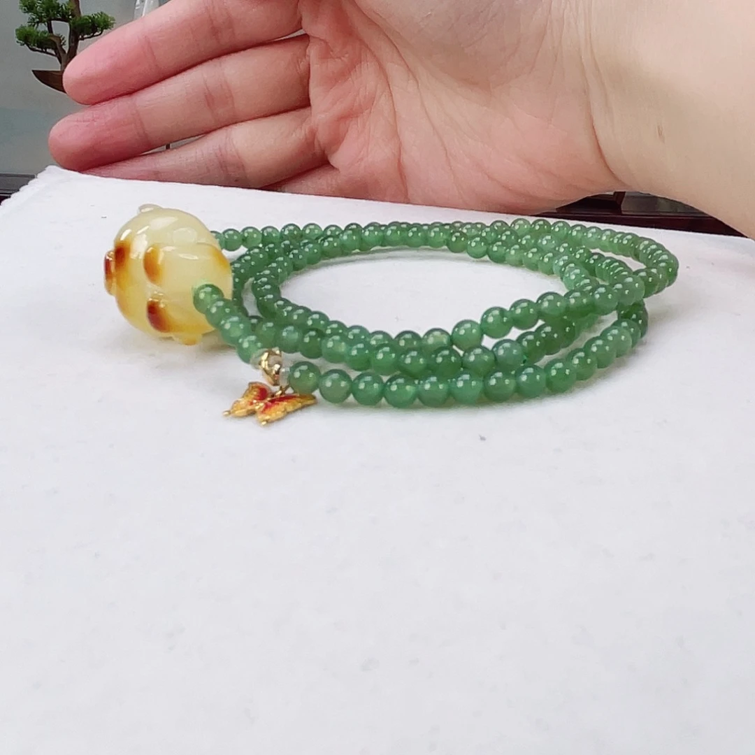 和田玉（碧玉）颈饰18K金镶嵌和田玉4.2