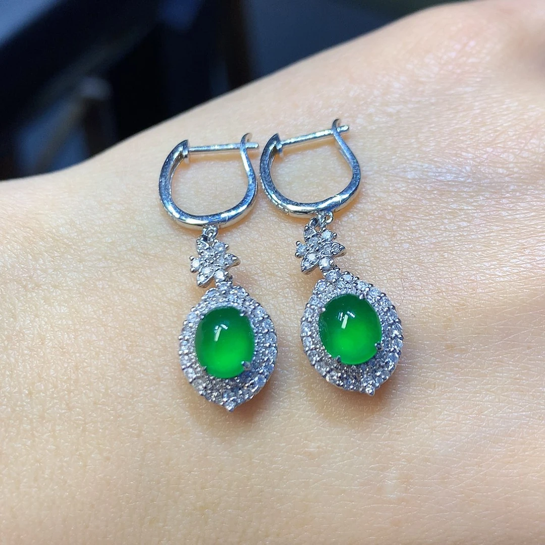 翡翠耳饰18K金镶嵌耳饰