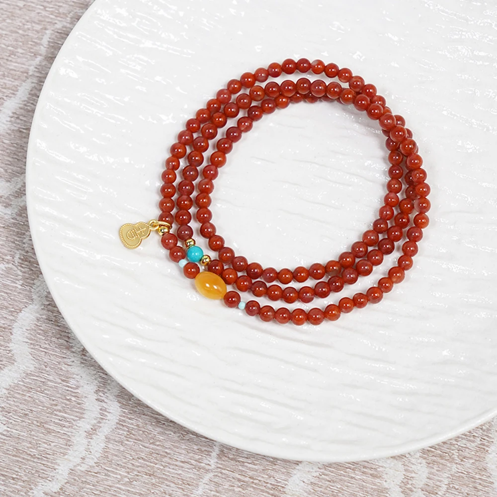 天然川料南红三圈手串QF-C45（多样性发一）