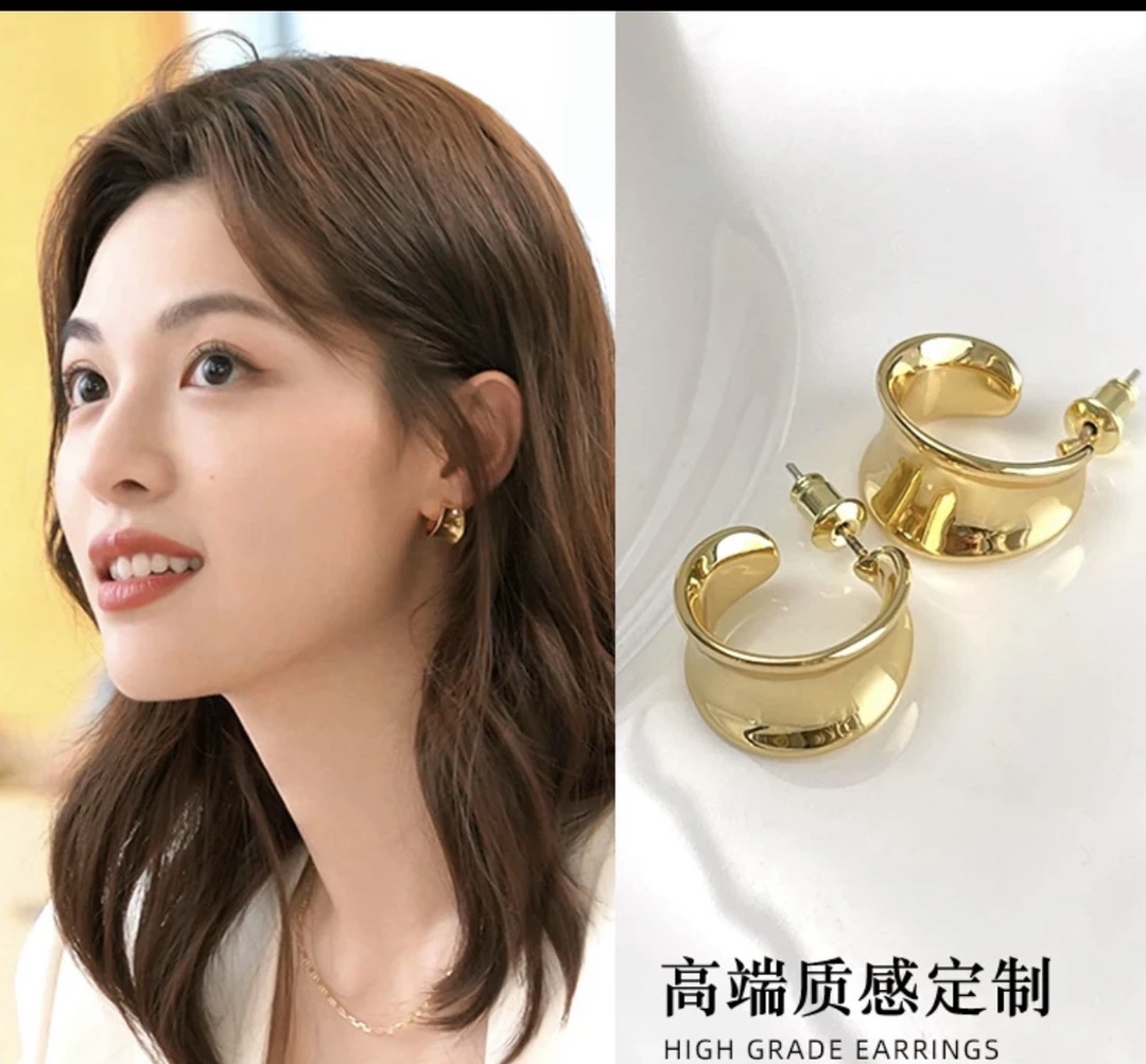 925银耳饰 925银针铜合金高品质 复古洋气C型耳环女