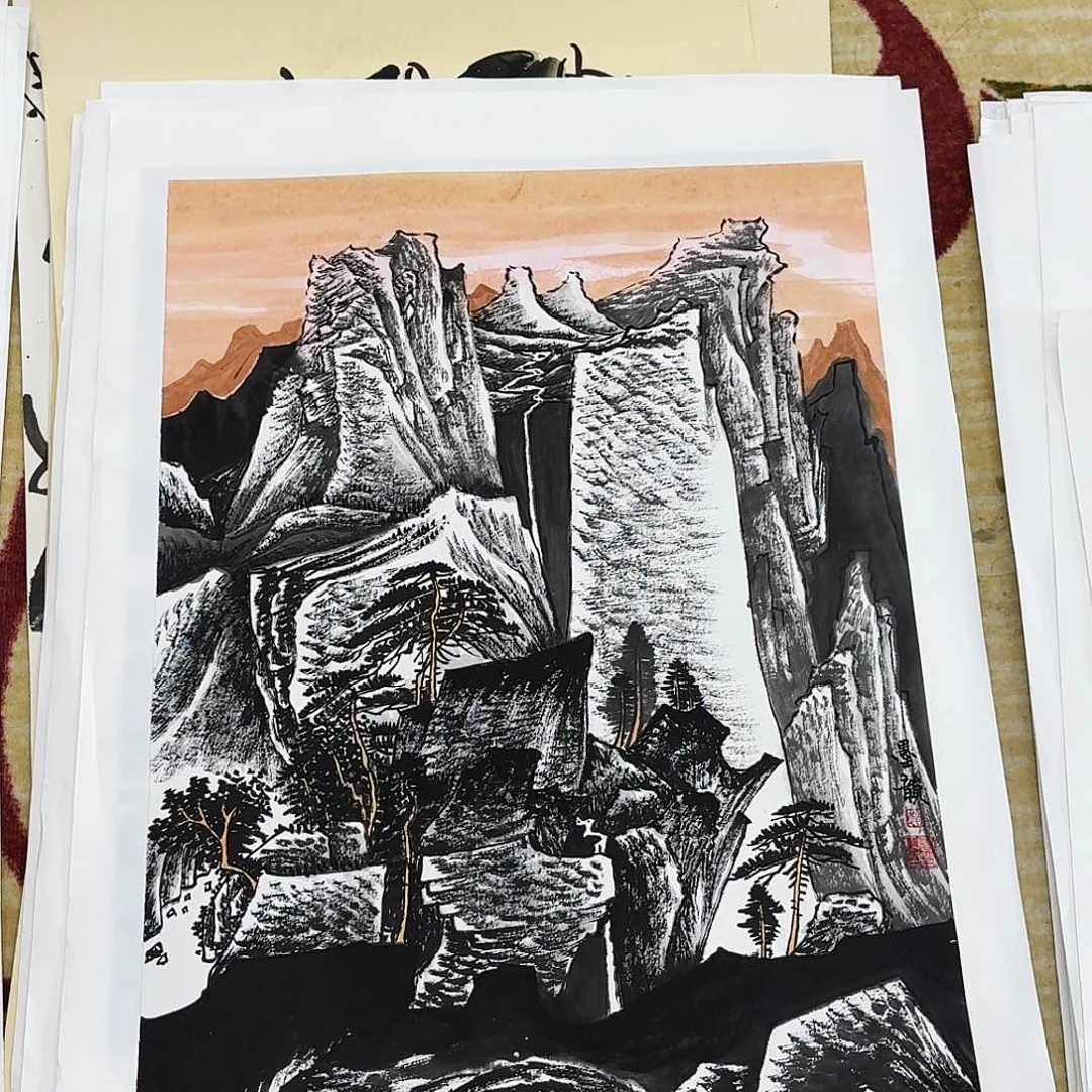 安***瓜国画四尺三开手绘作品