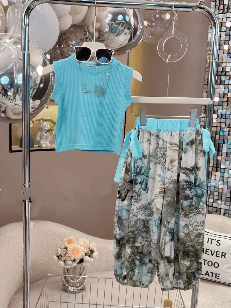 132哈哈家 女童夏季洋气时髦休闲运动套装