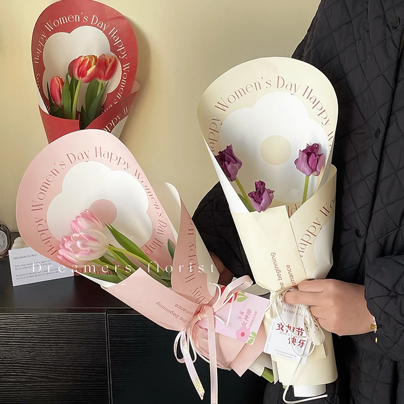 【束漫花艺】致女神包装纸鲜花单支多支玫瑰郁金香小花束包花资材