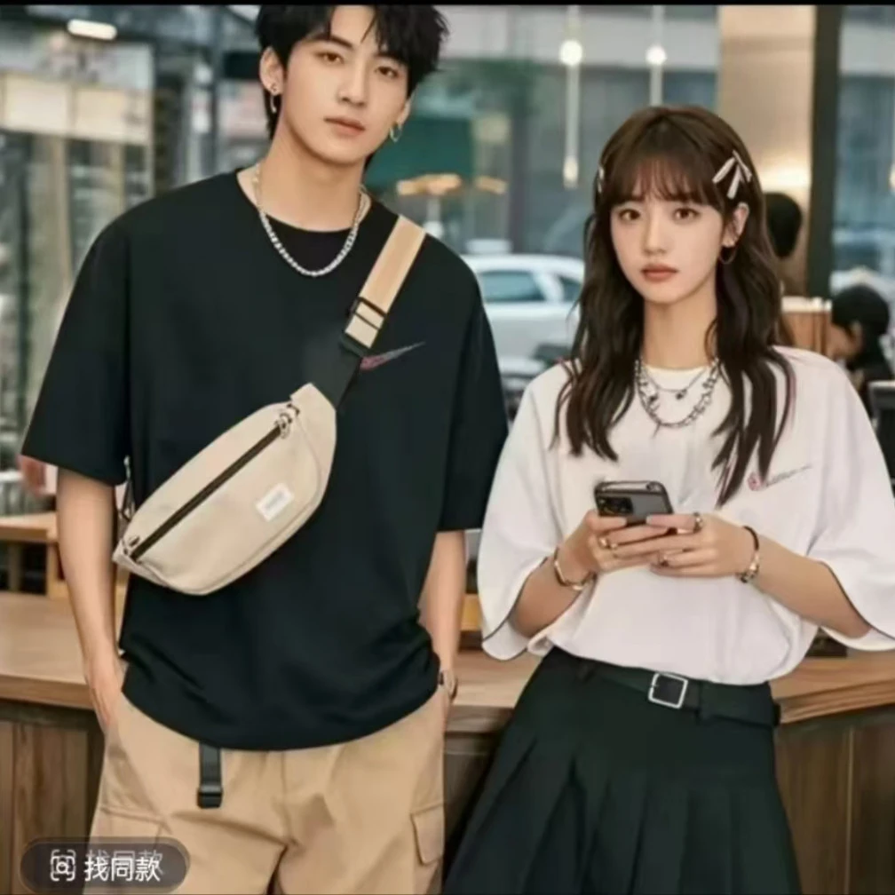 K0047潮牌男女同款圆领百搭印花T恤