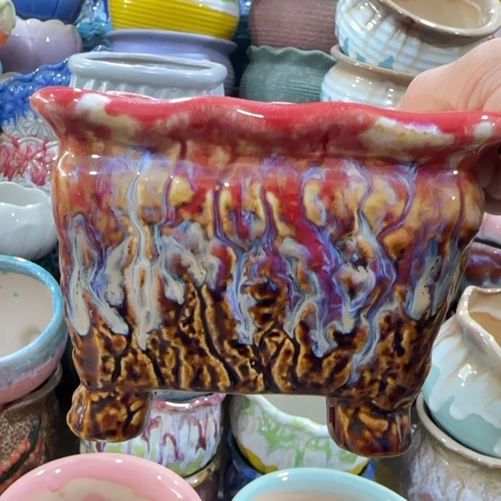 凑9块包邮，有孔，陶瓷花盆