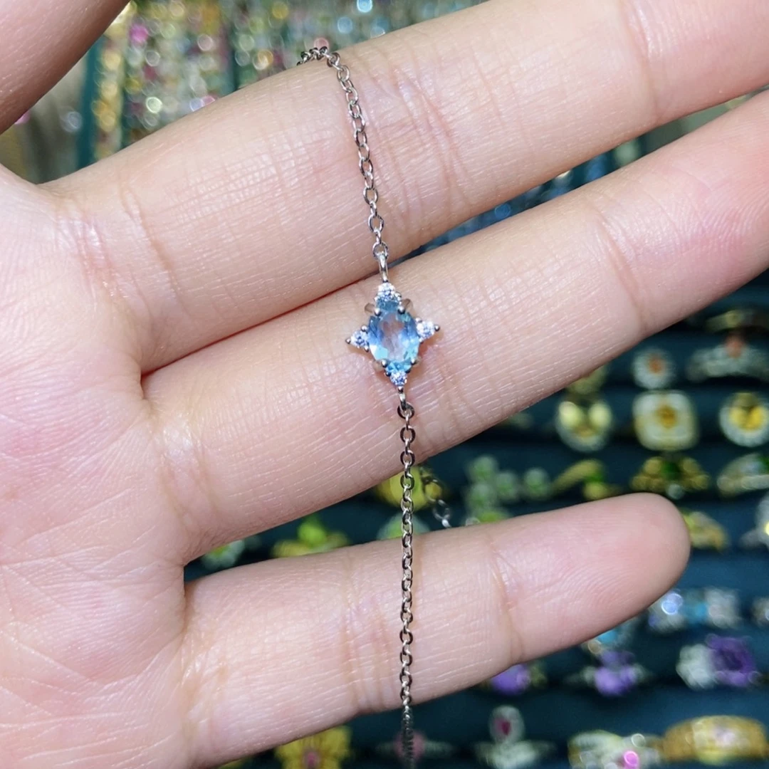 托帕石银S925镶嵌手链