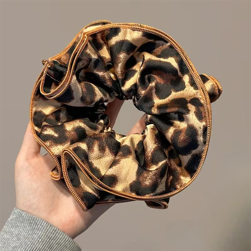 辣妹豹纹大肠发圈酷飒高级感气质发绳皮筋头绳韩系复古低马尾发圈