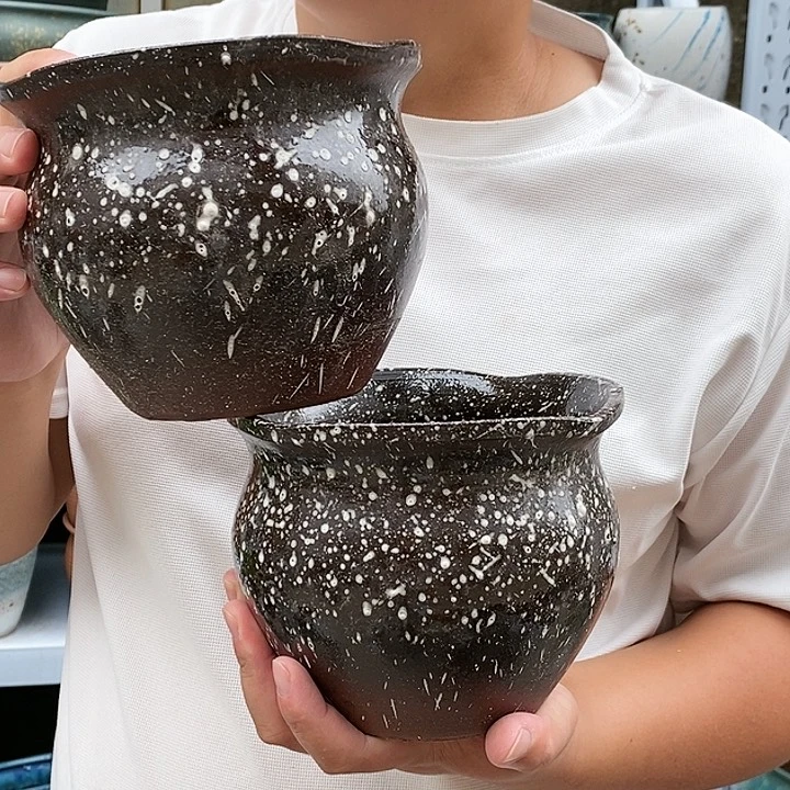 紫砂花盆口17高13瑕疵