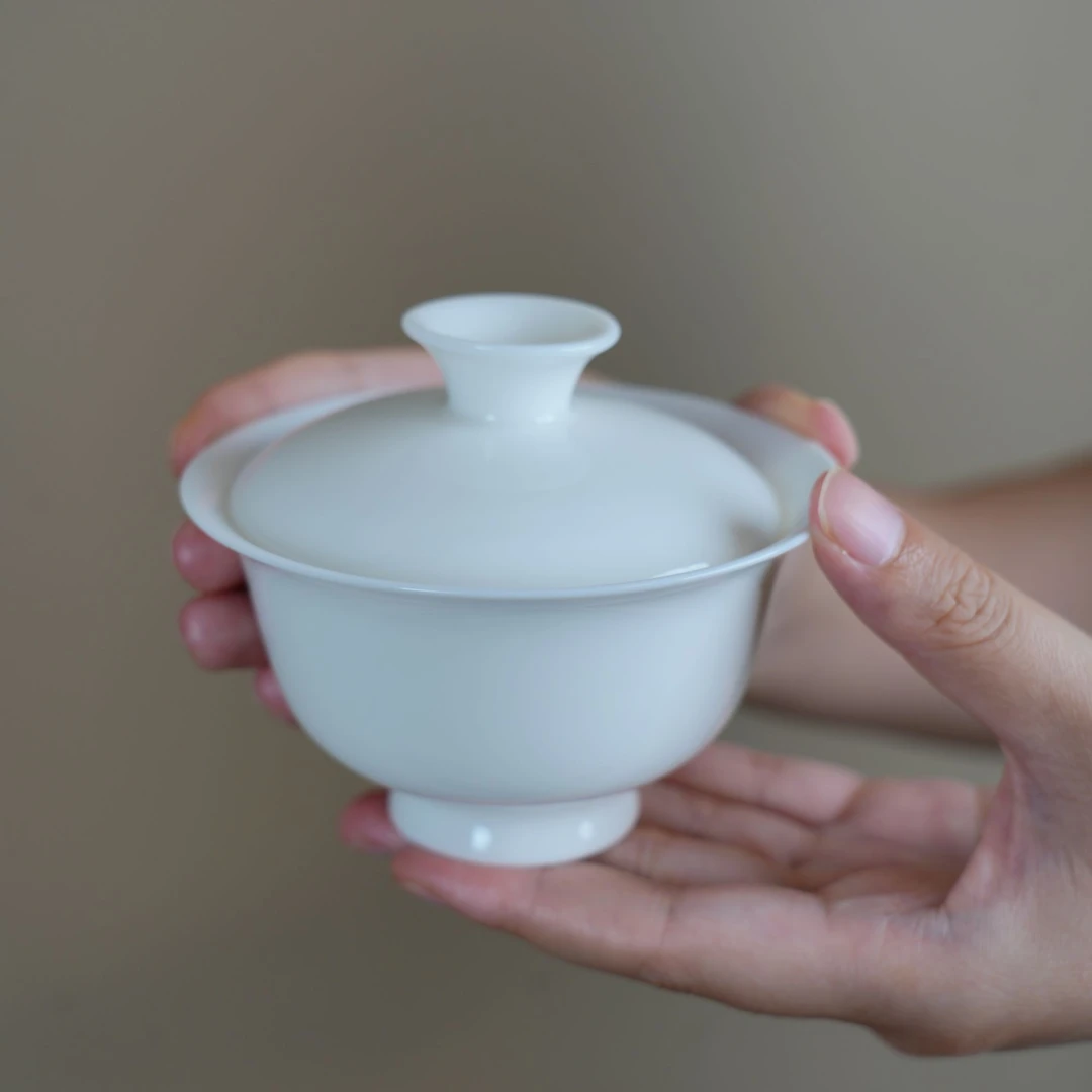 【苏班长】定制款·小白盖碗新手三才羊脂玉140/150ml品茗杯公道杯