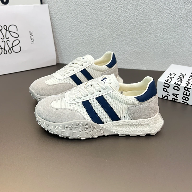 厚底德训鞋女2025夏季新款女鞋网面透气显瘦增高小蛮腰运动休闲鞋