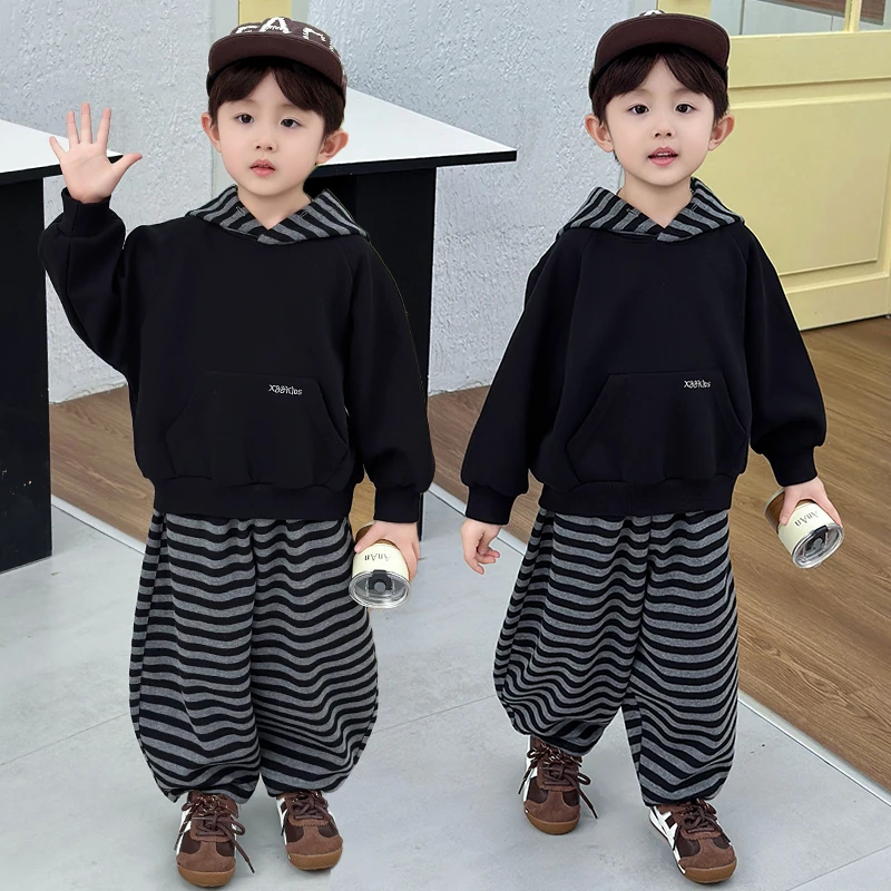 男童秋装连帽套装2025春秋新款韩版儿童洋气运动男宝宝衣服洋气潮