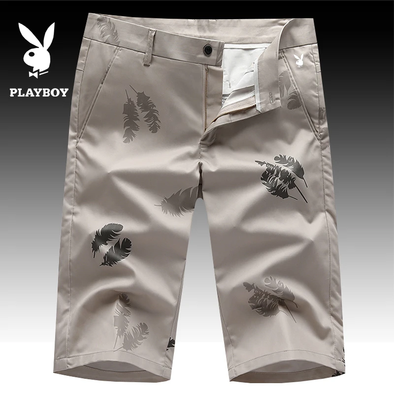 花花公子薄款男士商务七分短裤潮流短裤宽松夏季百搭休闲裤男外穿