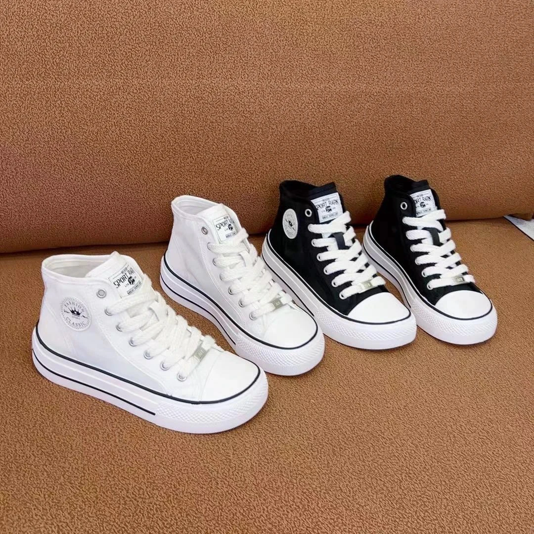 2025新款帆布鞋春夏秋款高帮鞋高帮夏季女鞋情侣高帮欧若假日风