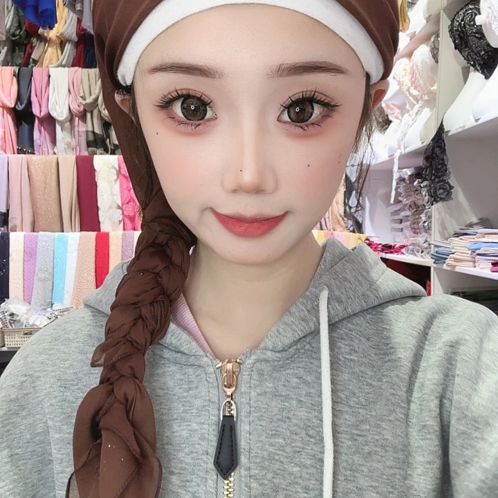 咖色纯色方巾送夹子