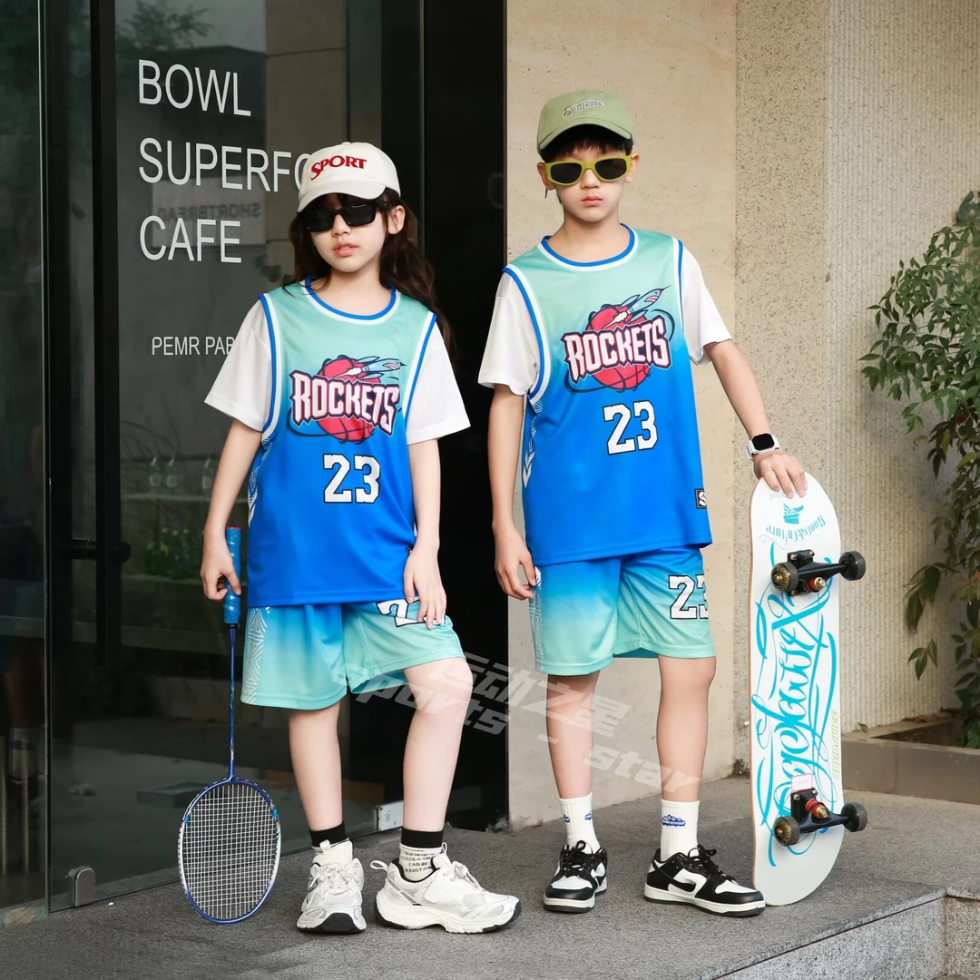 2025男女童美式速干篮球服套装23号球衣帅气夏季训练服儿童运动服
