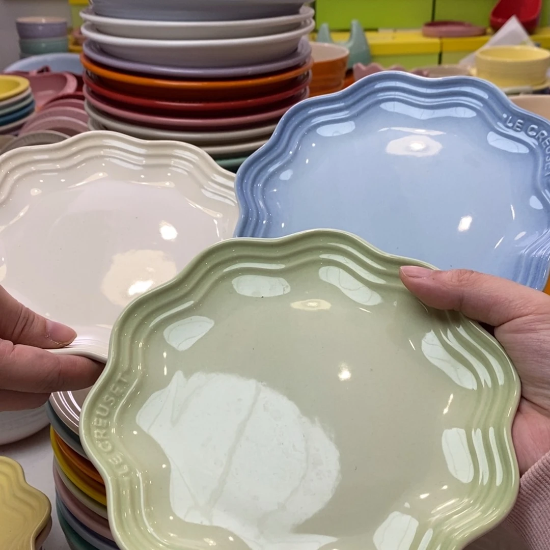 瓷片微瑕3个花边盘组合