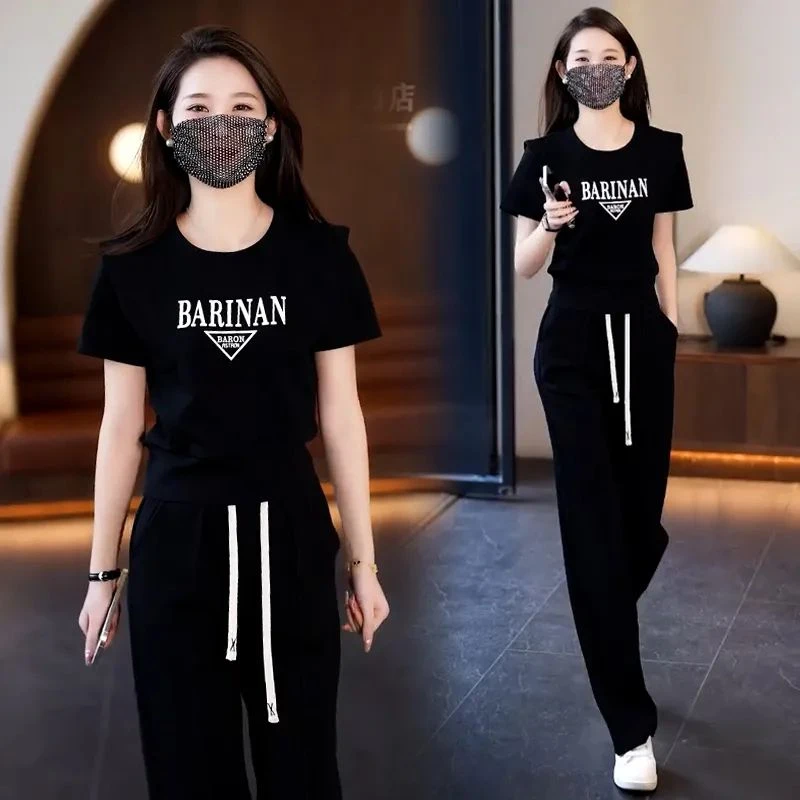 爆款运动服套装女士2025夏季新款时尚短袖长裤气质减龄休闲两件套