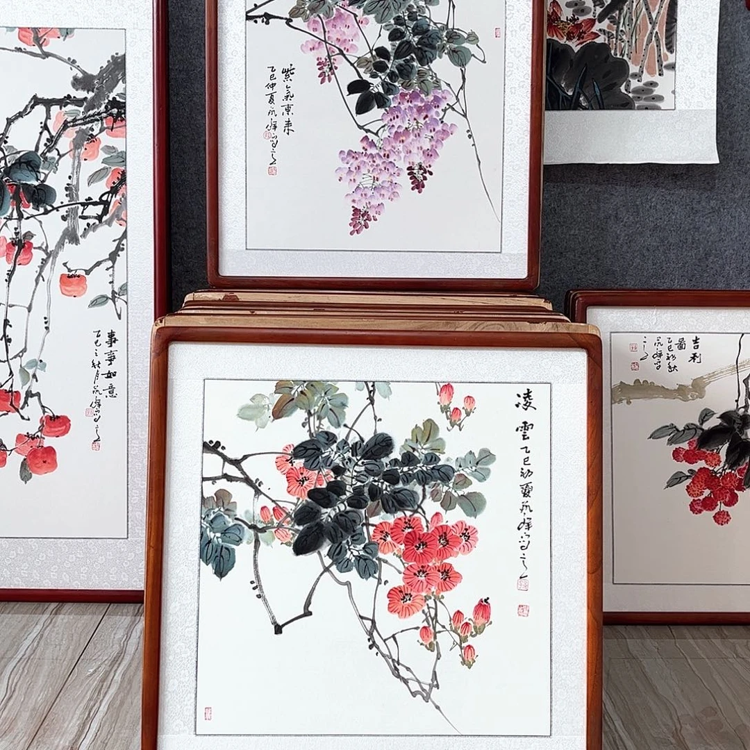 国画书画作品带框63×63