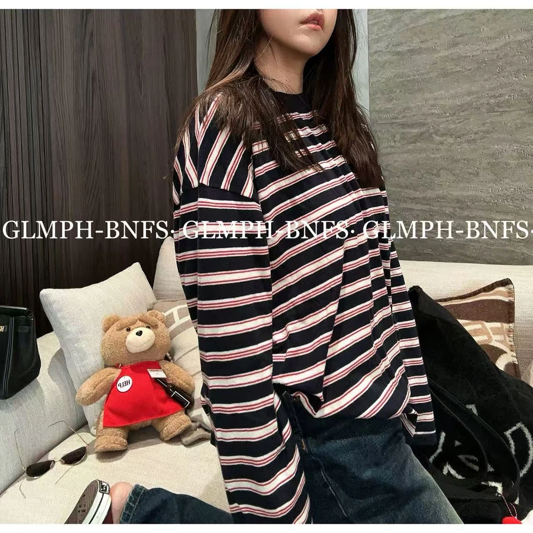 GLMPH-BNFS【ANN 2.0针织】针织圆领条纹宽松简约休闲毛衣女-1047