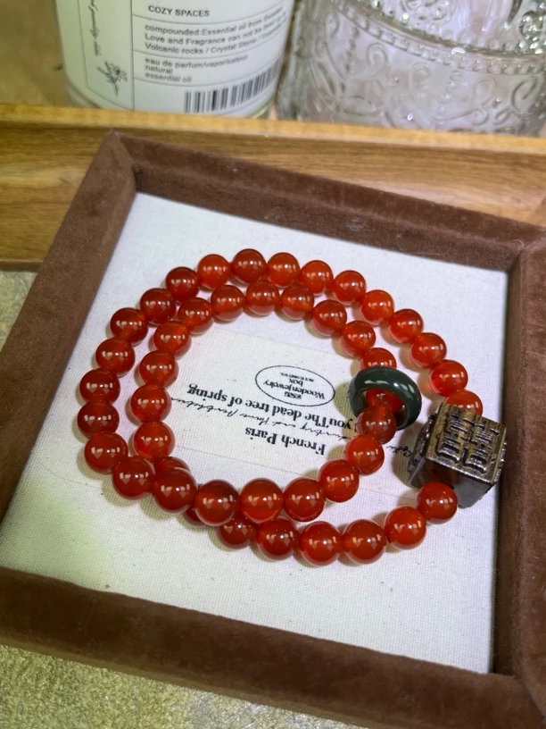 红玛瑙双圈手串水晶