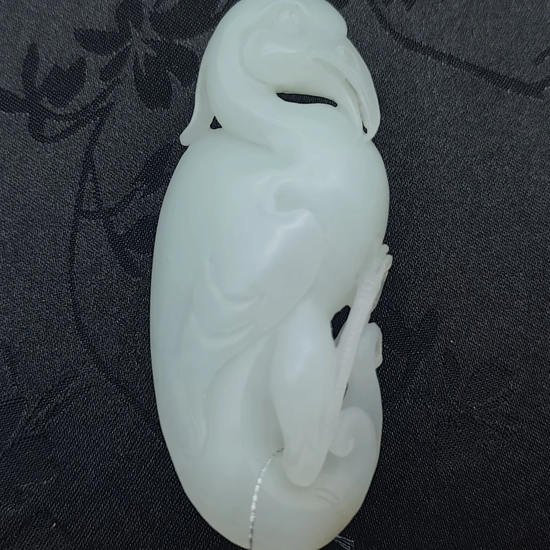 【国玉甄品】 BJ002 和田玉白玉鹦鹉手把件74X32X20mm