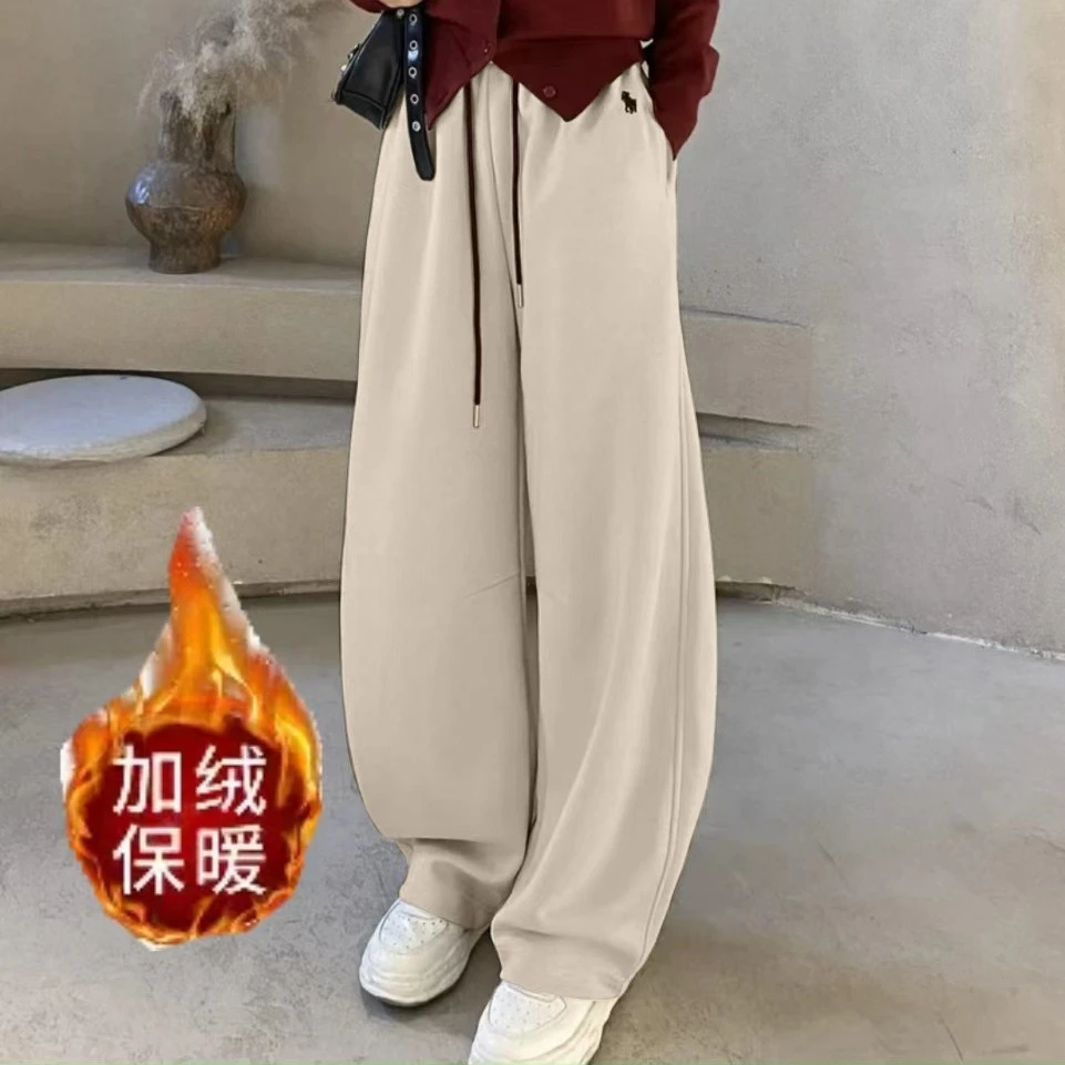 精品专属冬季加绒加厚弯刀裤休闲百搭韩版宽松舒适直筒卫裤2468