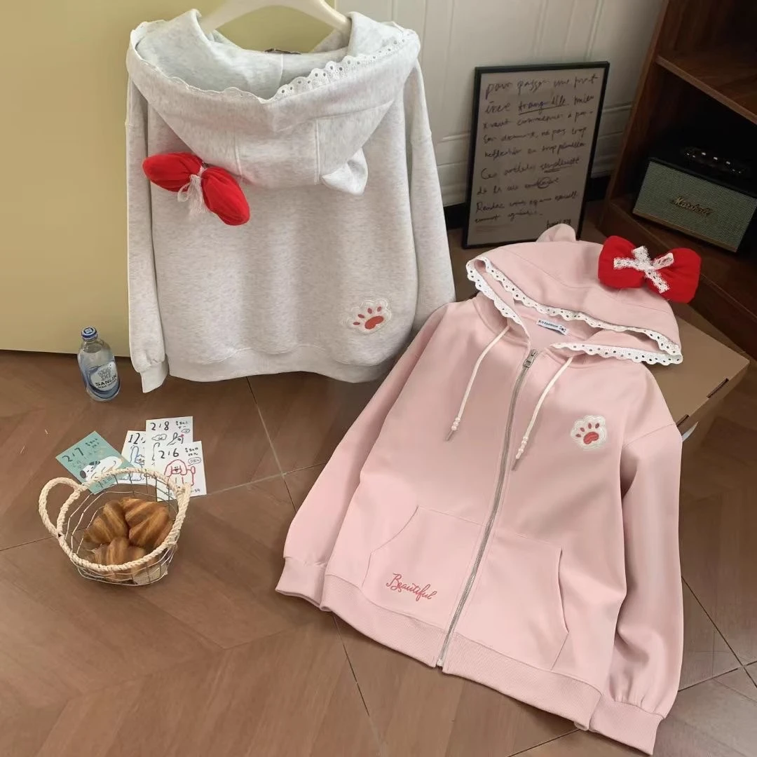 春款蝴蝶结拉链外套