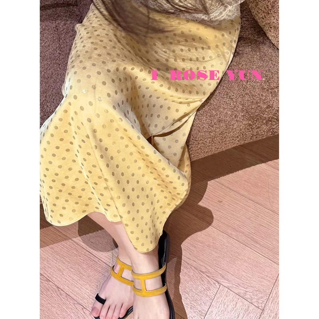 【Rose Yun】茉莉黄波点半身裙 JY065058