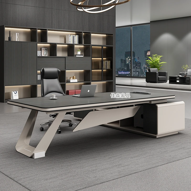 实木多层板老板桌办公桌董事长总裁桌简约现代大班台经理桌椅组合