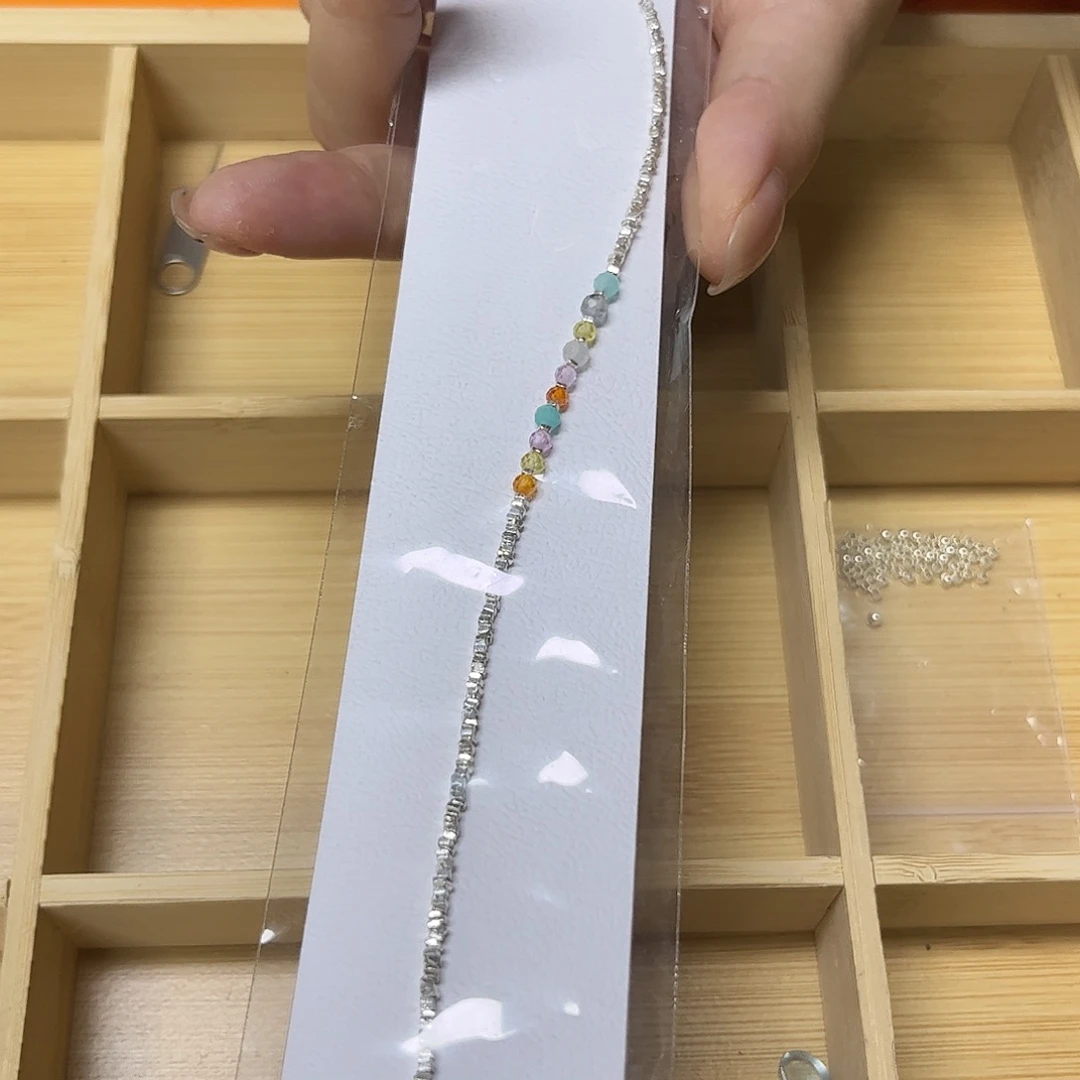 足银碎银子七彩脚链925银