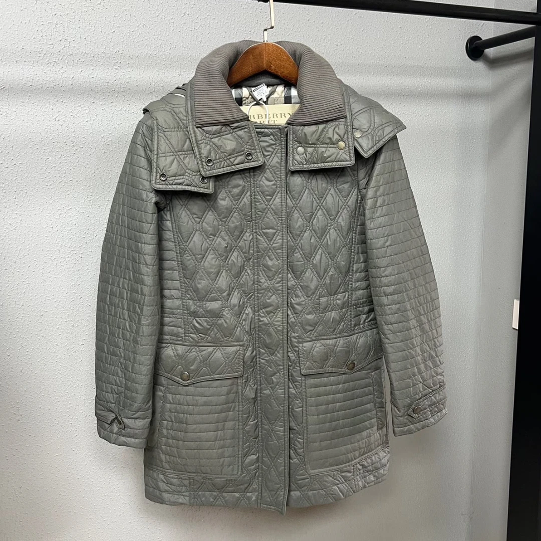 99新 BURBERRY/博柏利 BURBERRY巴宝莉格纹棉服 灰色8913 s码