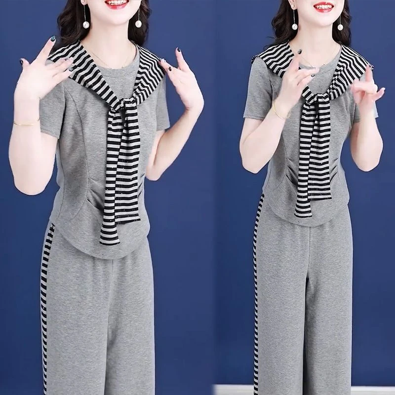 高档时尚女装三件套女2025年夏季新款显瘦遮肉洋气休闲套装女裤子