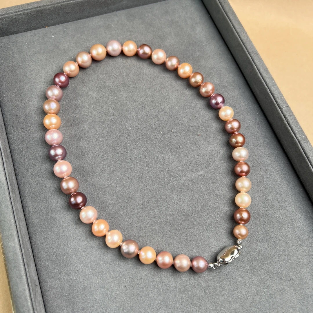 爱迪生珍珠糖果色大点位项链塔链8-11mm