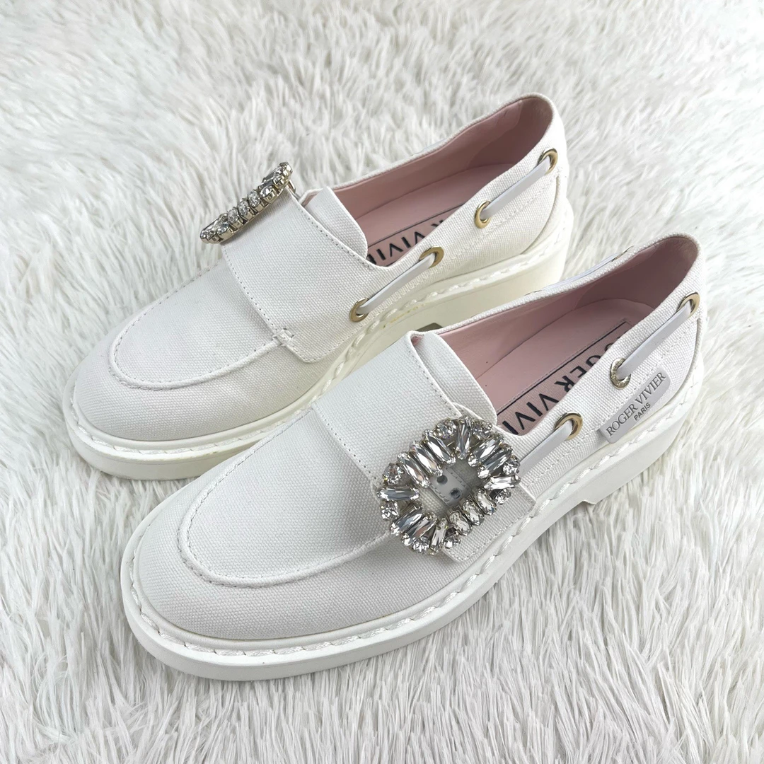 未使用 Roger Vivier/罗杰·维威耶 水钻帆布乐福鞋36.5码原盒 咩