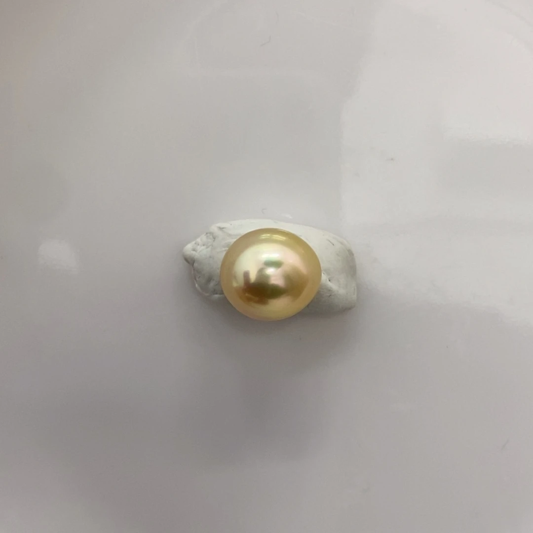 海水珍珠裸珠彩金无暇路路通11.7mm