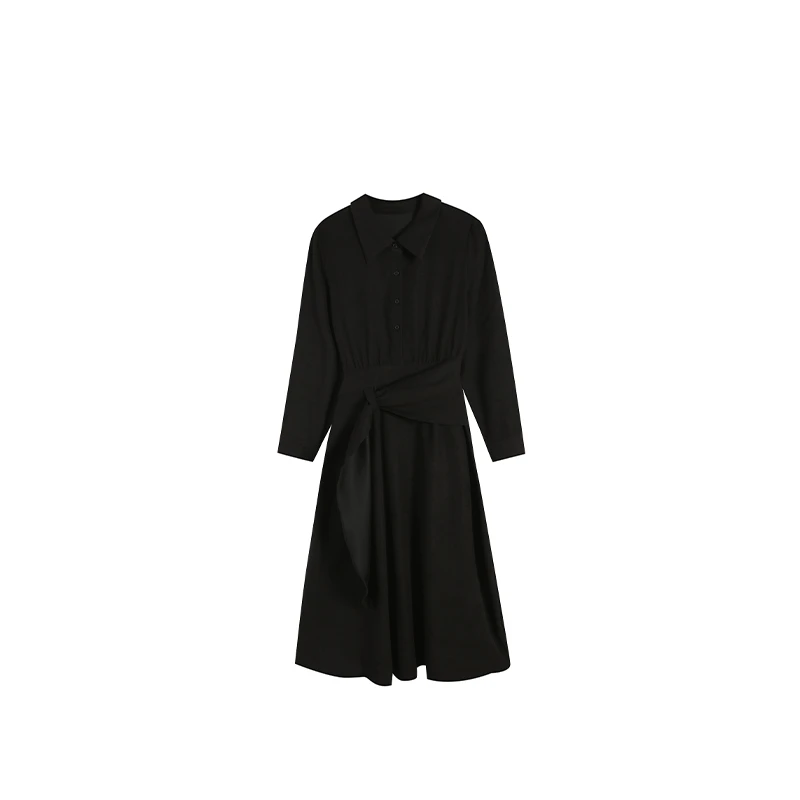 黑色秋冬赫本风气质连衣裙裙子ZL113591