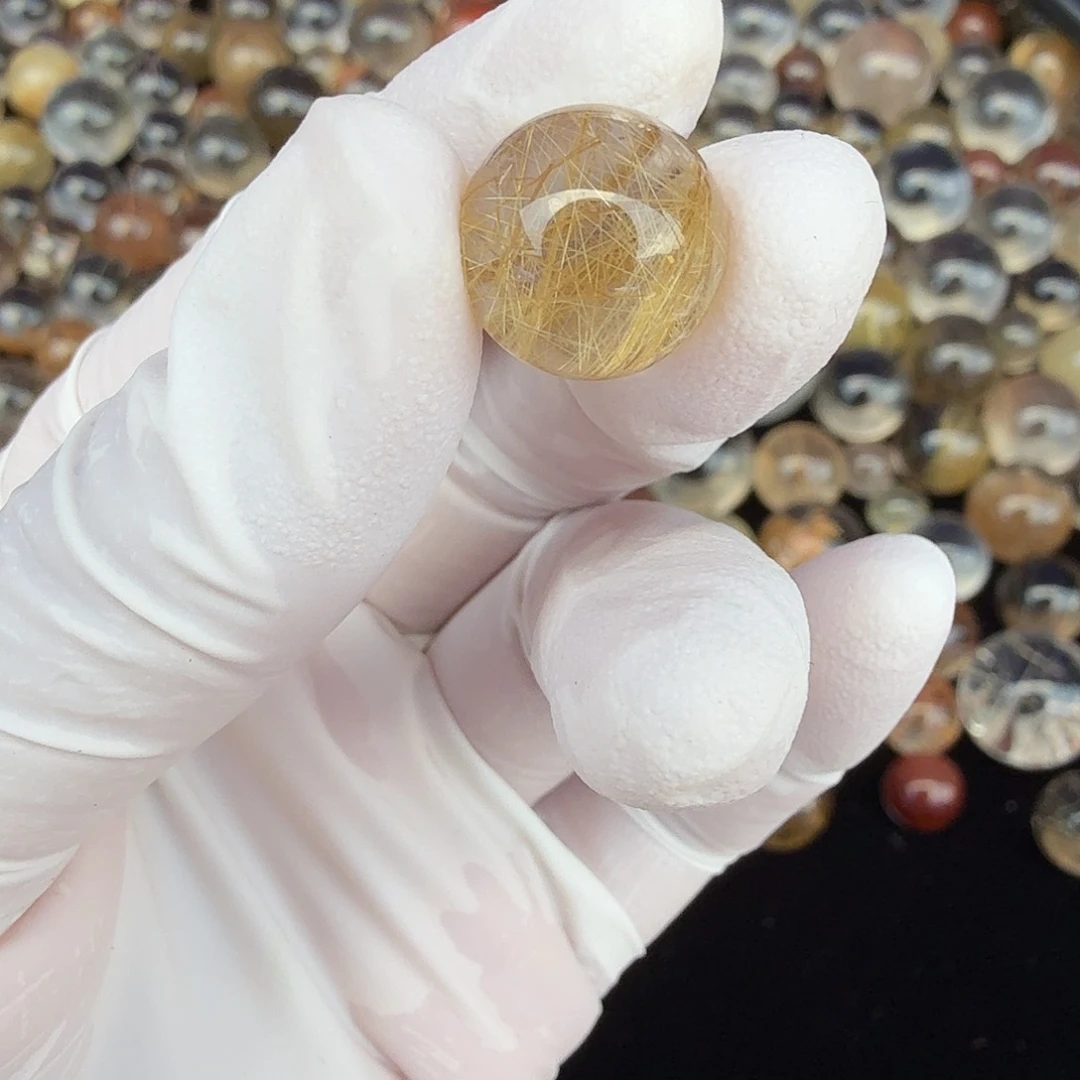 6***浪水晶珠宝半成品未镶嵌钛晶12.6mm定制不退换