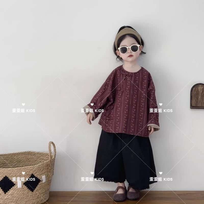 【歪歪妞童装】25210儿童复古森系民族风娃娃衫衬衣男女童汉服