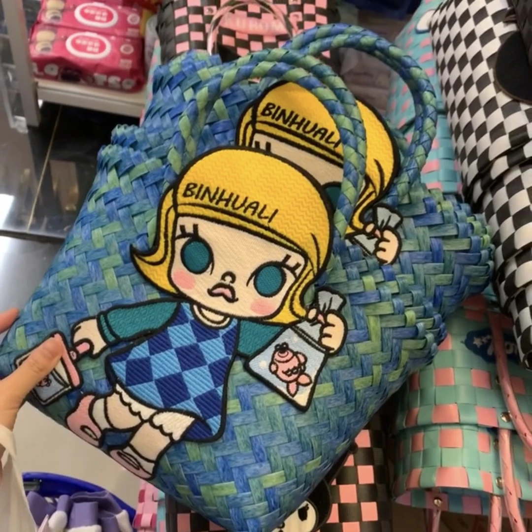 卡通可爱菜篮子上班通勤包手工编织菜篮子女士手提包手拿包妈妈包