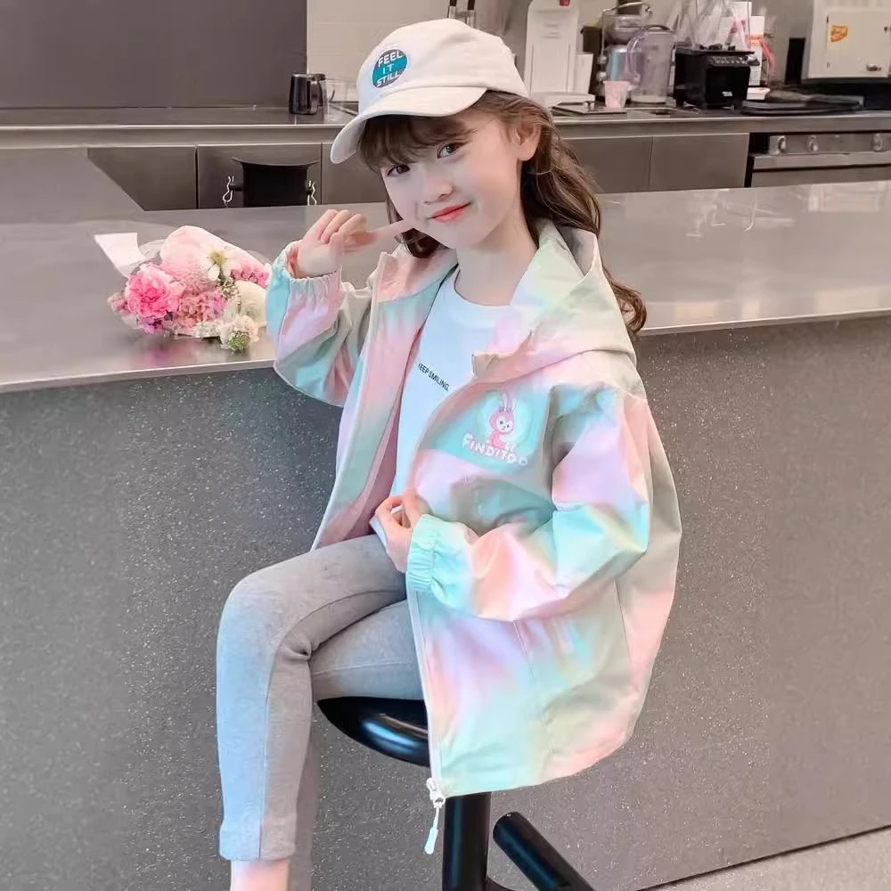 新款爆款洋气女童春秋新款连帽卡通星黛露夹克外套聚酯纤维面料韩