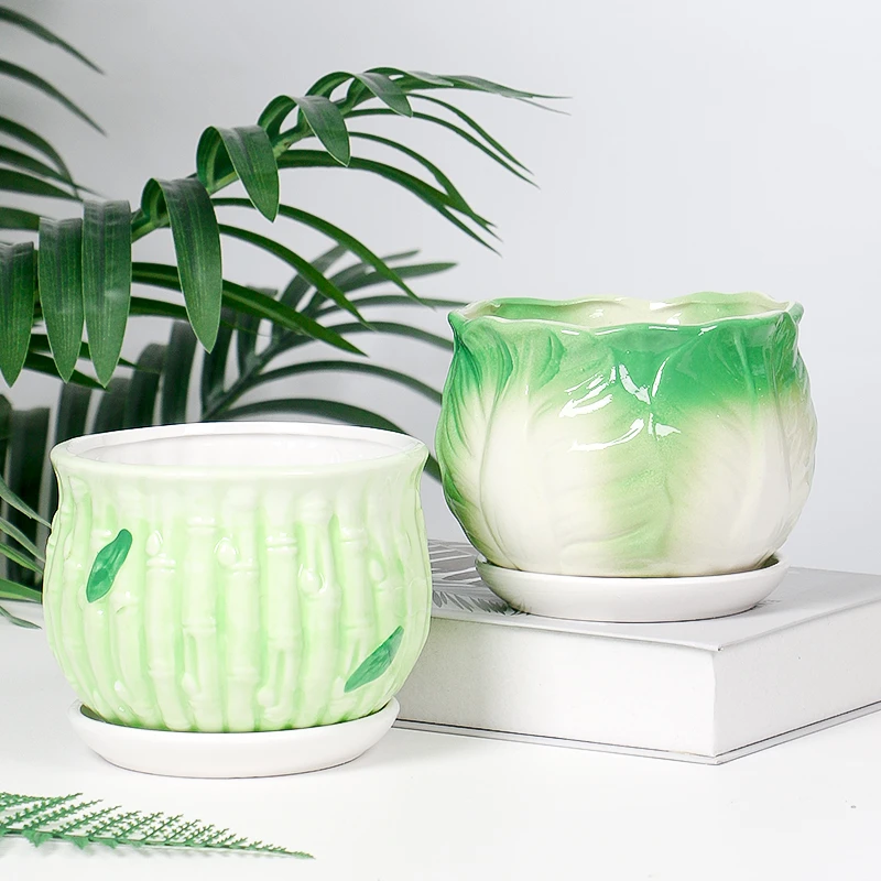 陶瓷多肉花盆肉肉植物花盆小清新陶瓷花盆客厅阳台简约纯手工花盆