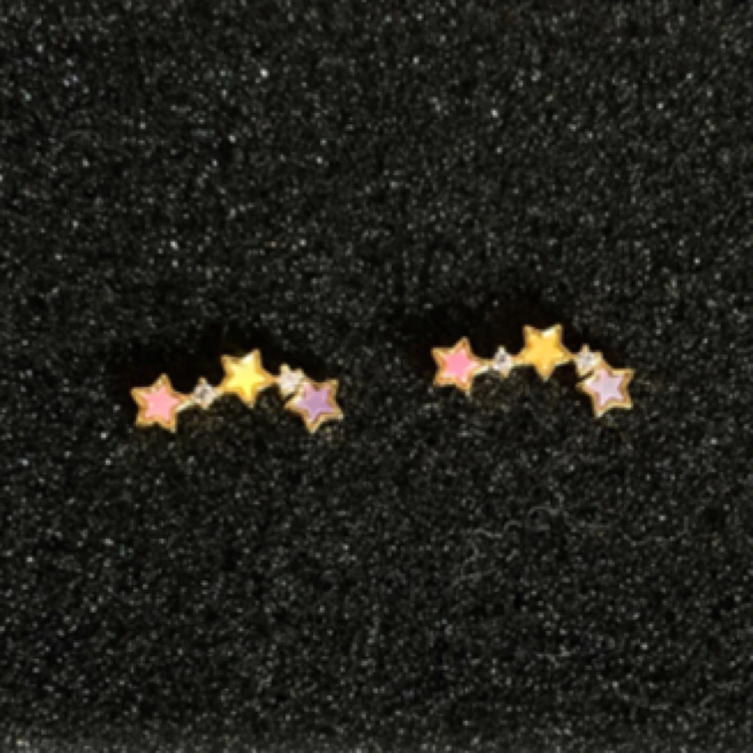 钛钢耳饰 月色星空 医用钛钢耳骨钉女防过敏养耳洞三连星星独特
