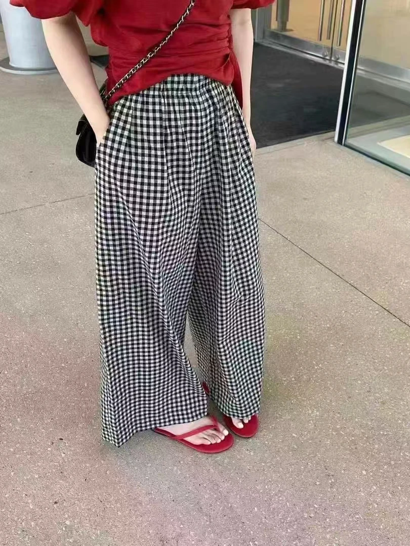 （王倩家严选）百搭休闲万能腰格子裤