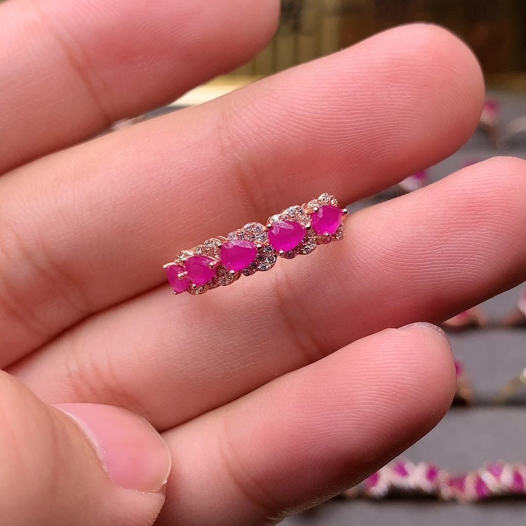 红宝石戒指银S925镶嵌