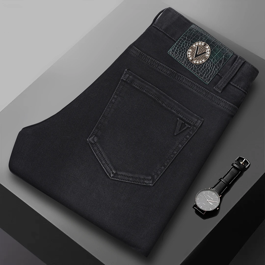 秋冬男士牛仔裤弹力修身直筒高端轻奢九分潮流休闲时尚男装长裤