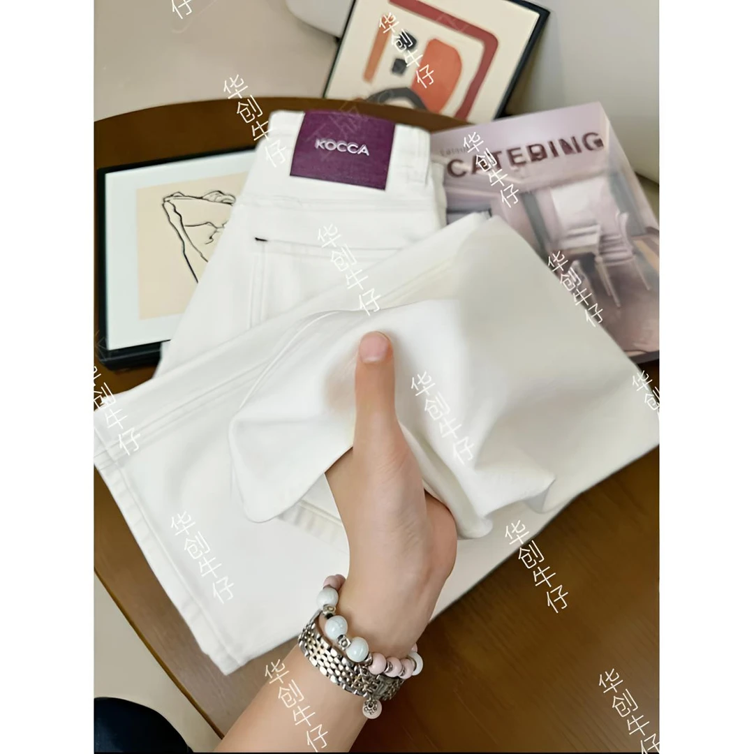 【送腰带】8211春夏新款白色牛仔裤休闲裤女高腰瘦窄版阔腿直筒裤YU