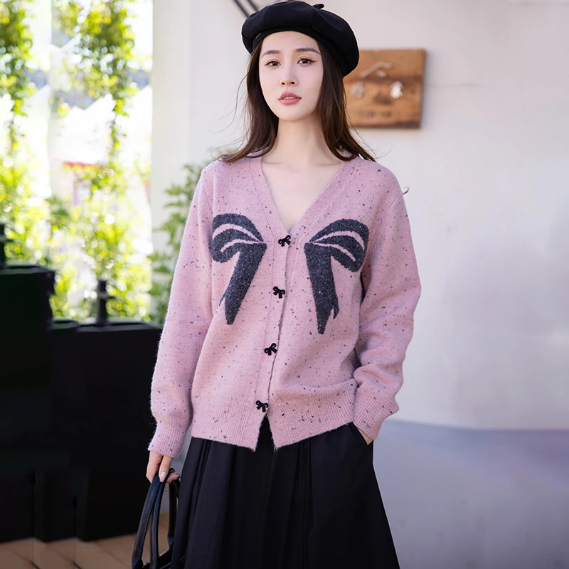 42079【画系列】减龄V领针织开衫24M3072