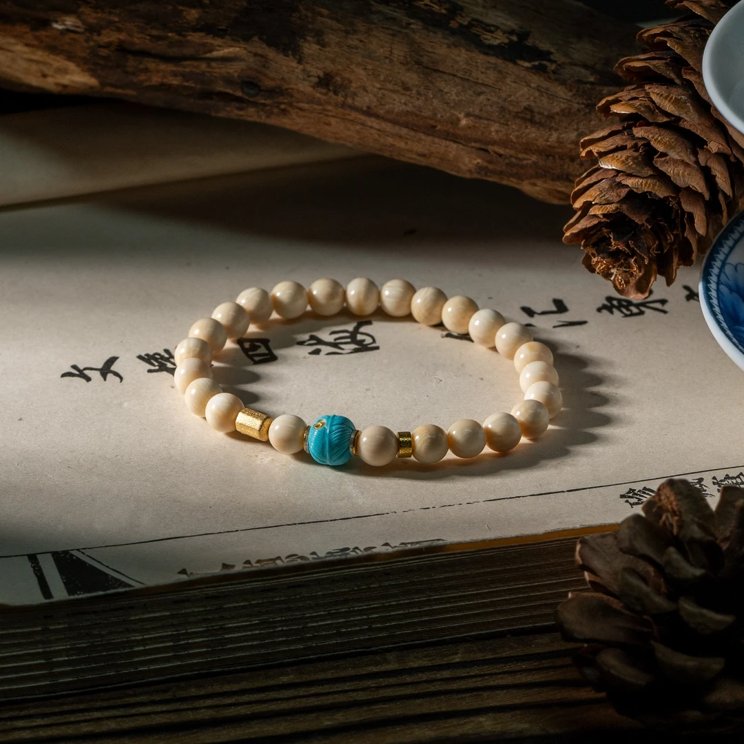 【世间臻宝】18K绿松石DIY猛犸手串/JS05/多样性发/6mm/14手围