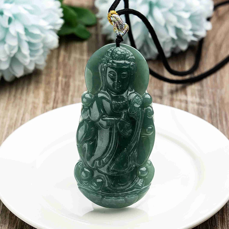 【小蕊寻翠】玉瓶站观音翡翠吊坠定制不退换多样性发一7878|CMH21C7